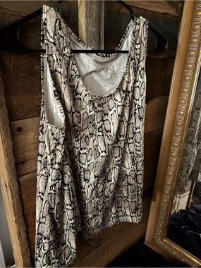 212 Collection Snake Print Sleeveless Blouse — Beige Black